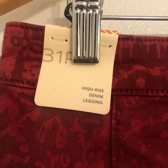 NWT ANTHROPOLOGIE Pilcro & The Letterpress High Rise Denim Flocked Leggings - Picture 13 of 16